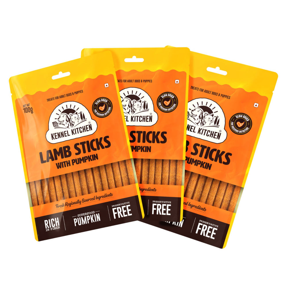 kennel-kitchen-soft-lamb-with-pumpkin-stick-dog-treats 3x100g