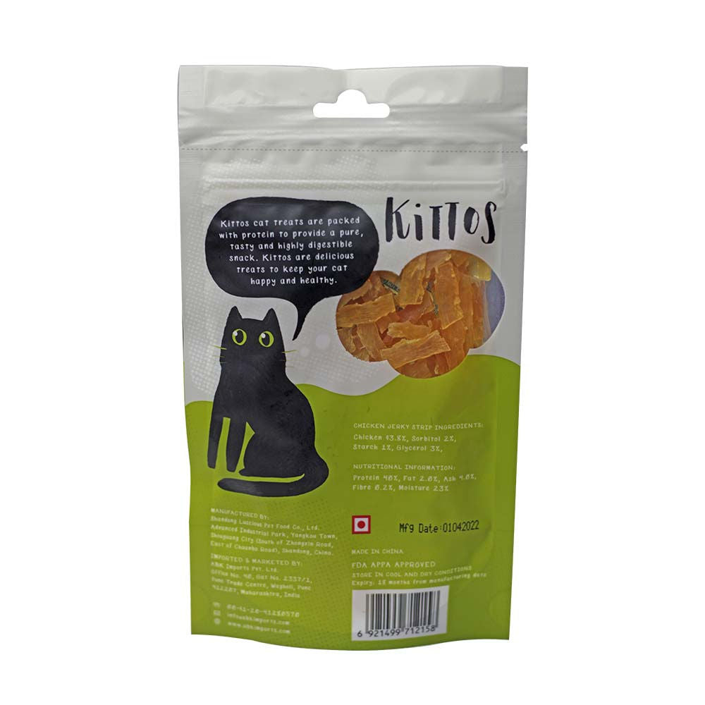Kittos Purr Fect Chicken Jerky Strips Cat Treats — side view