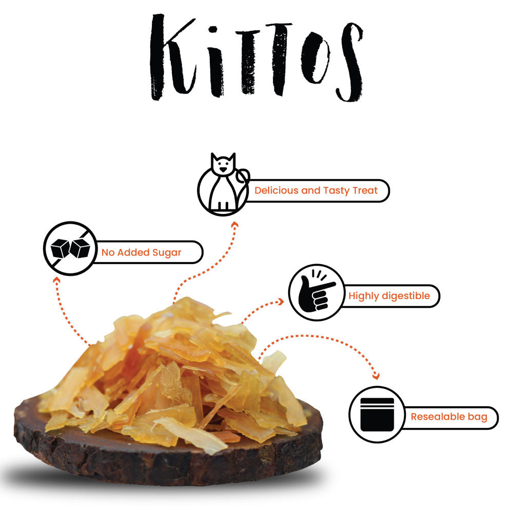 Kittos Purr Fect Chicken Jerky Strips Cat Treats — back view