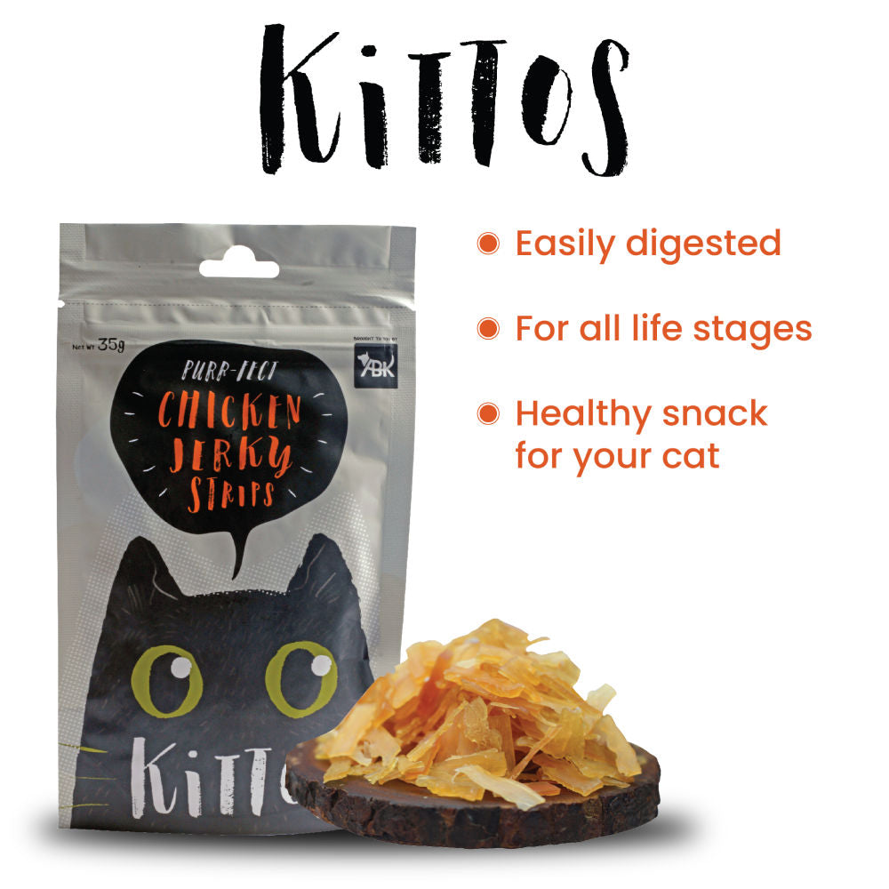 Kittos Purr Fect Chicken Jerky Strips Cat Treats — detail shot