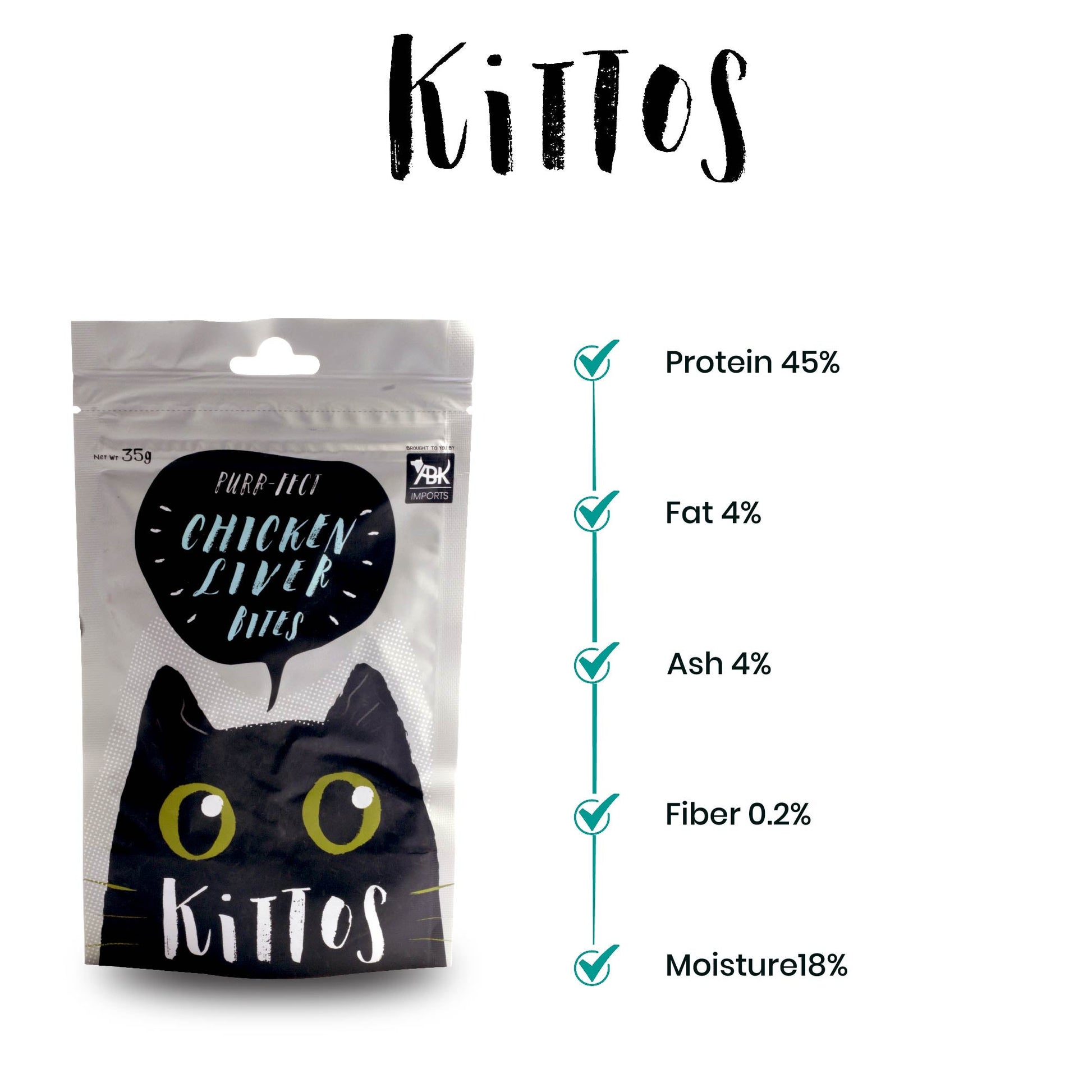 Kittos Purr Fect Chicken Liver Bites Cat Treat — back view