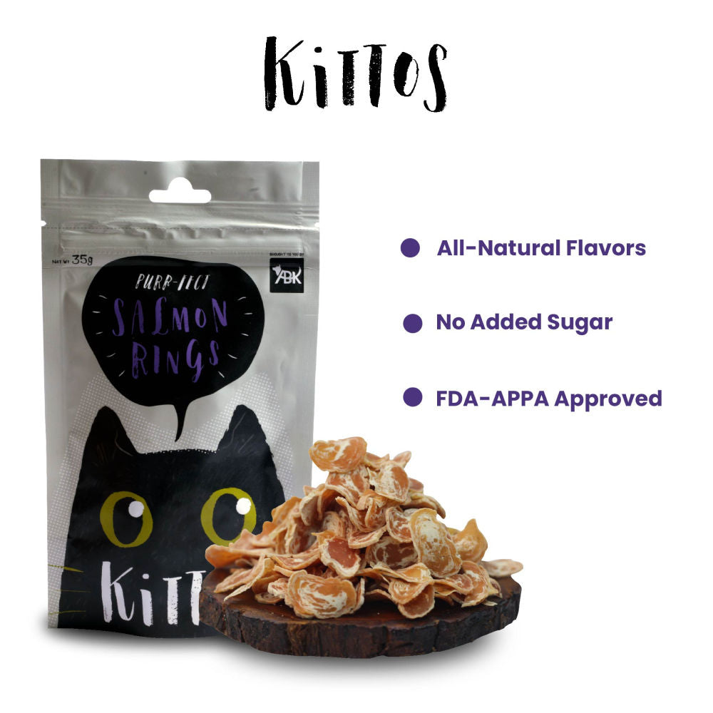 Kittos Purr Fect Salmon Rings Cat Treats — detail shot