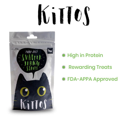 Kittos Purr Fect Snapper Jerky Strips Cat Treats — detail shot
