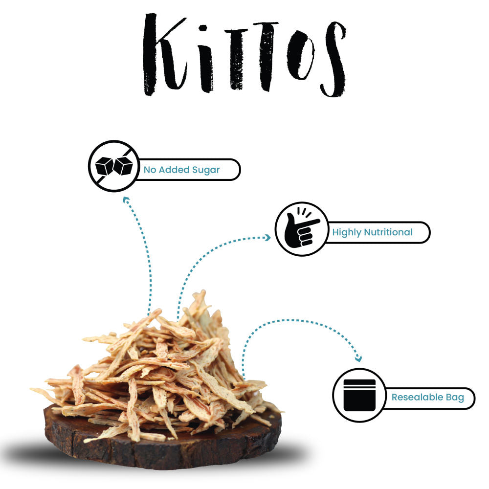 Kittos Purr Fect Tuna Jerky Strips Cat Treats — back view