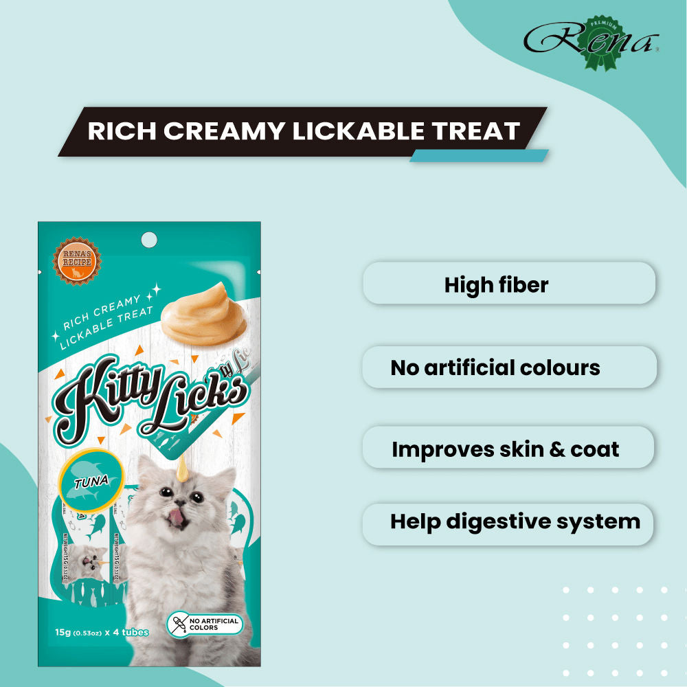 Kitty Licks Tuna Cat Treats — in use