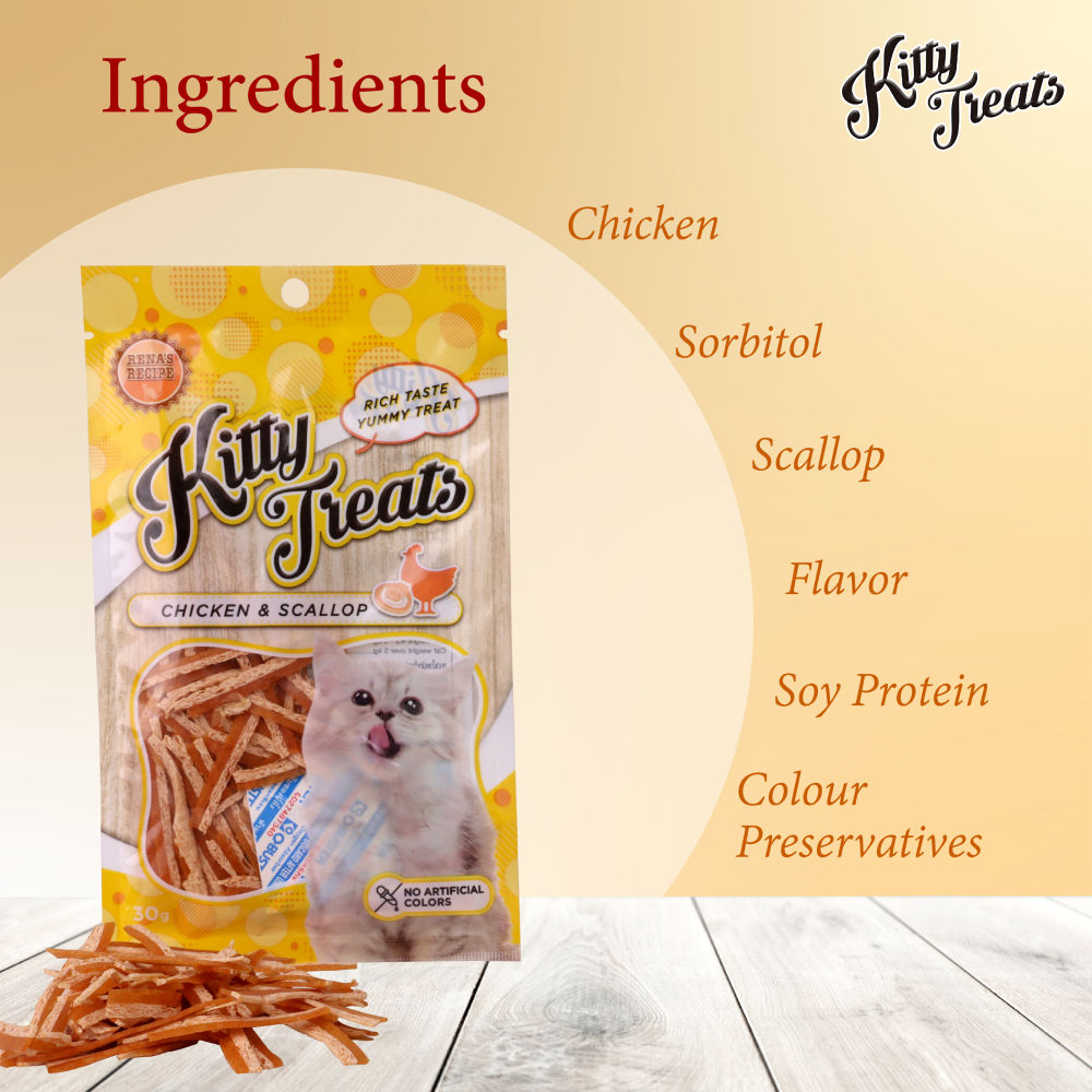 Kitty Treats Chicken with Scallop Flavour Cat Treats — back view