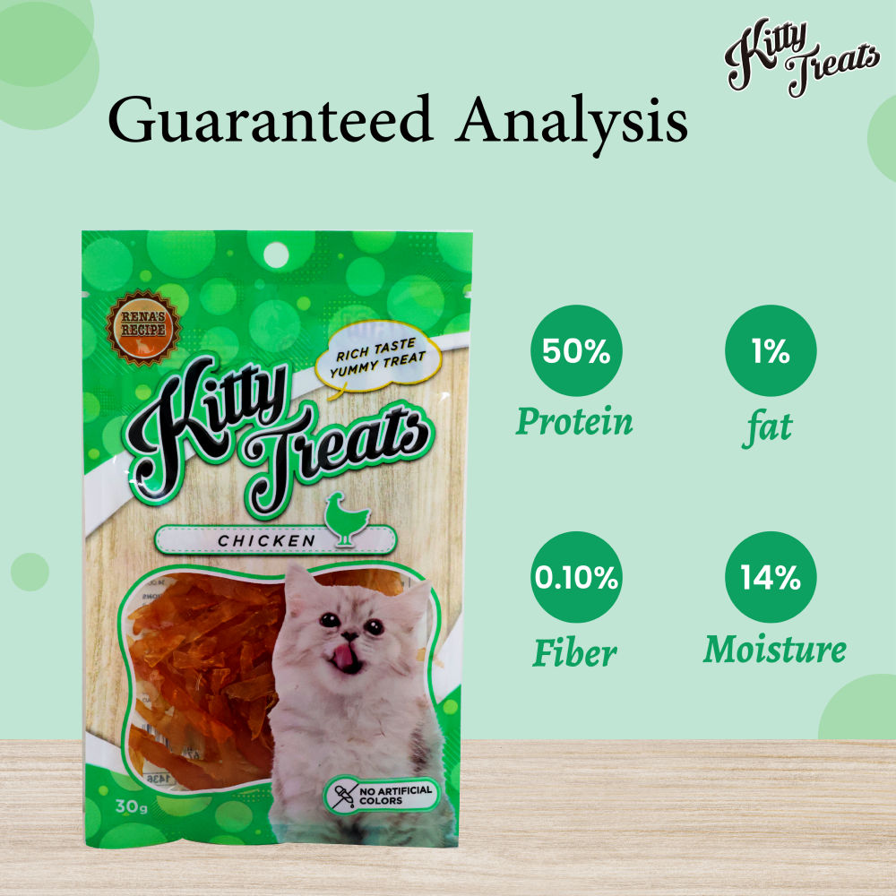 Kitty Treats Soft Chicken Jerky Sliced Cat Treats — back view