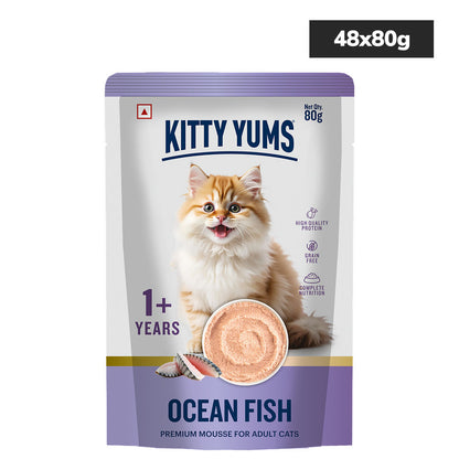 Kitty Yum Ocean Fish Mousse Adult Cat Wet Food — side view