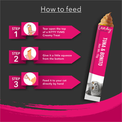 Kitty Yums Tuna Bonito Creamy Cat Treats 375G Copy - Image 5