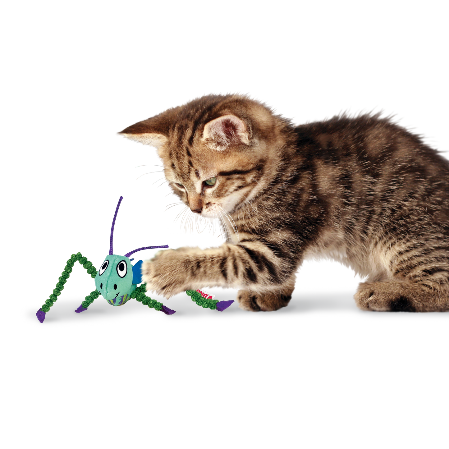 Kong Crackles Grasshopper Toy for Cats — side view