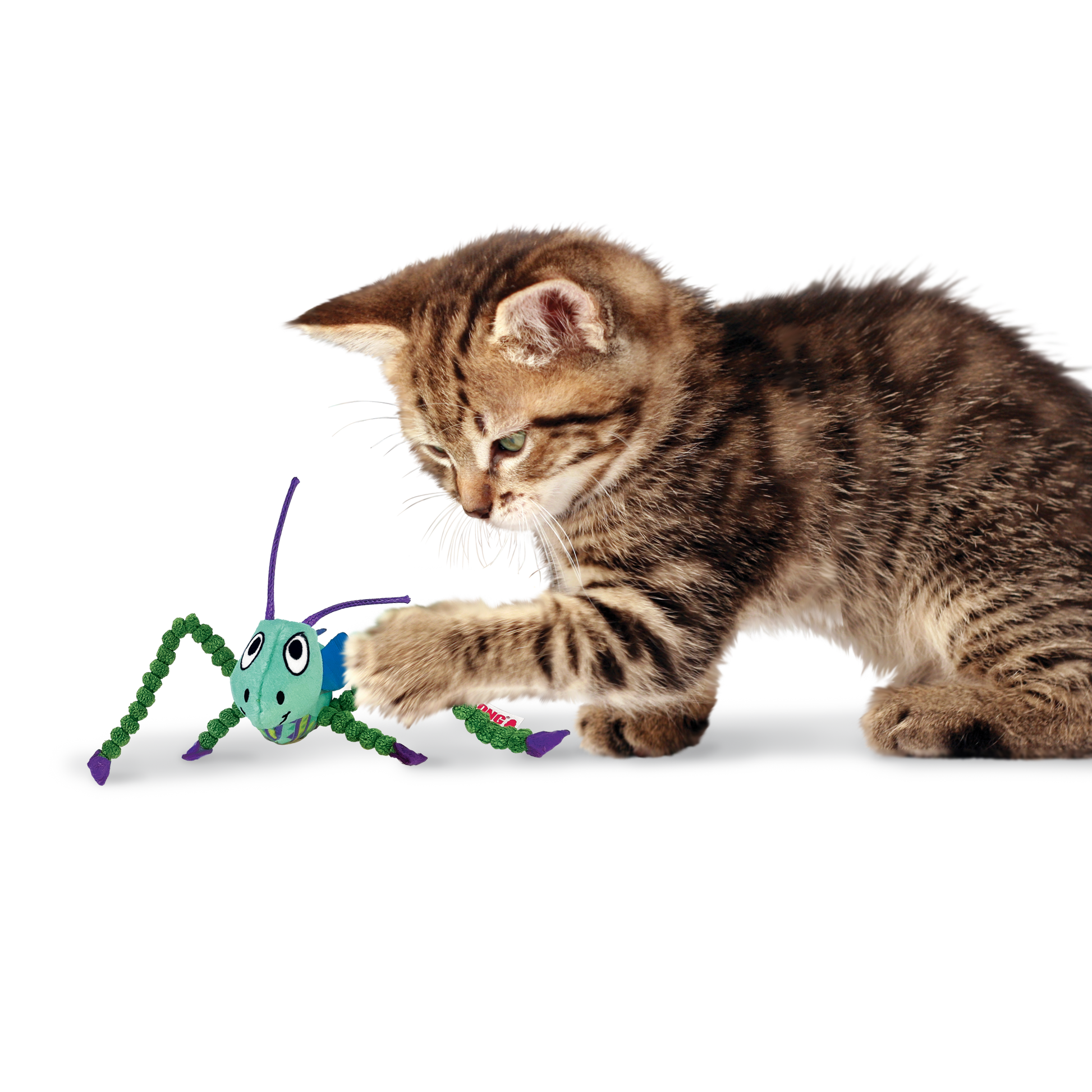 Kong Crackles Grasshopper Toy for Cats — side view