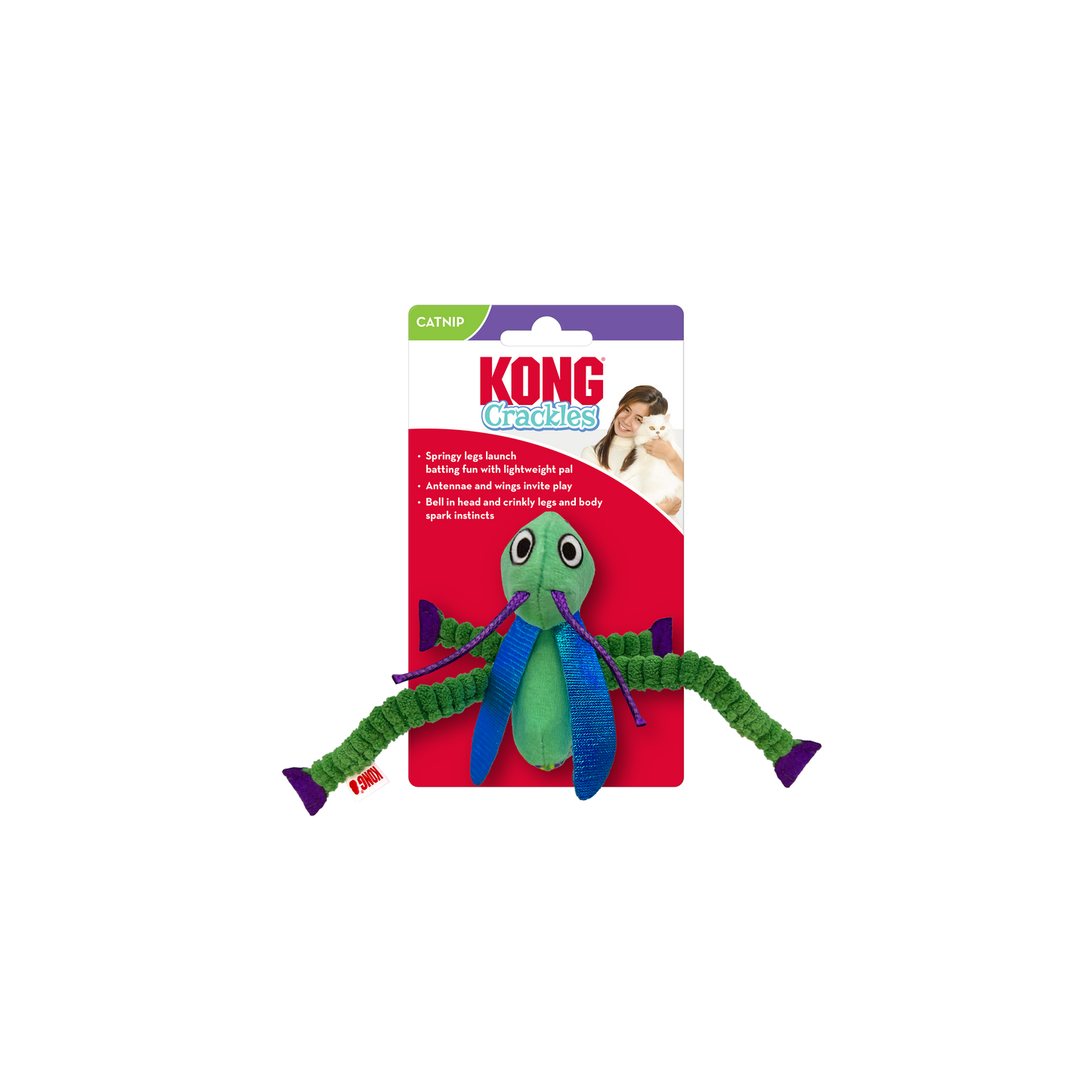 Kong Crackles Grasshopper Toy for Cats — back view
