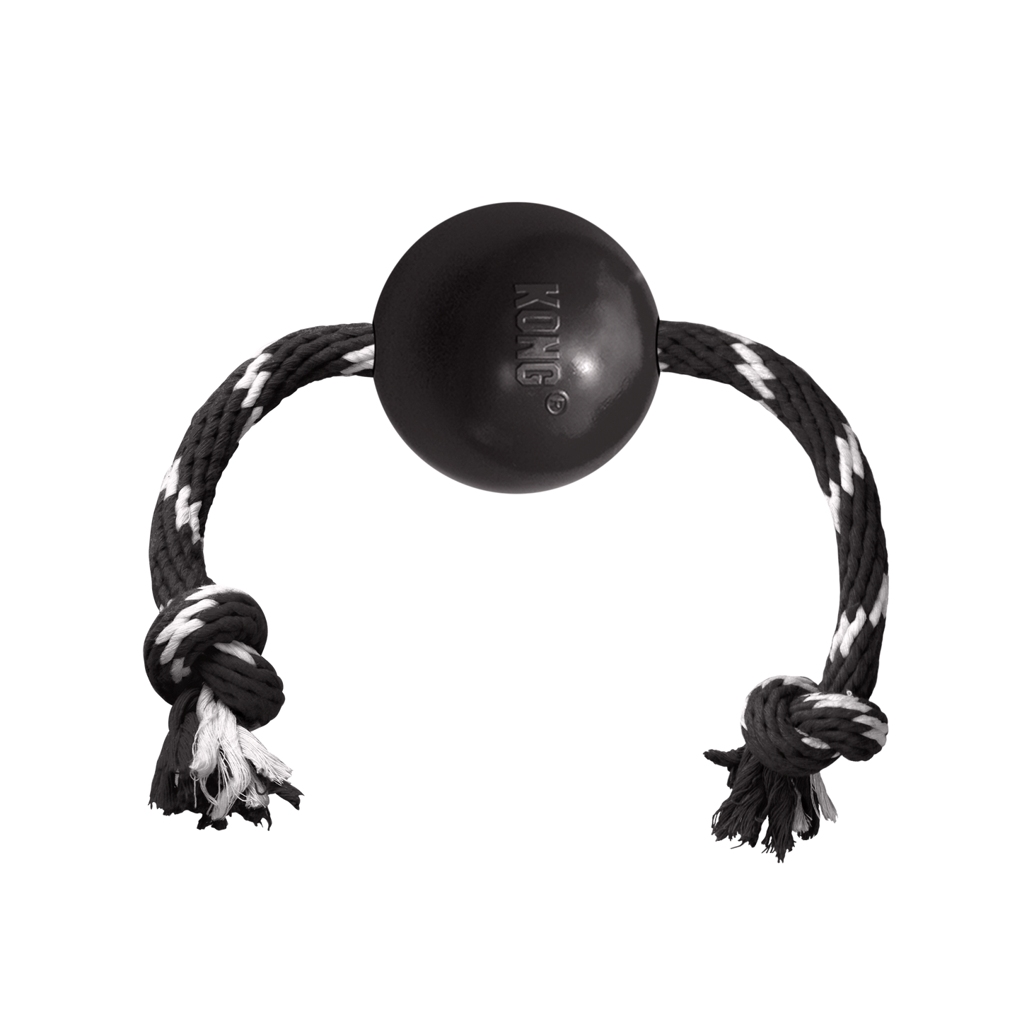 Kong Extreme Ball With Rope Toy For Dogs Black