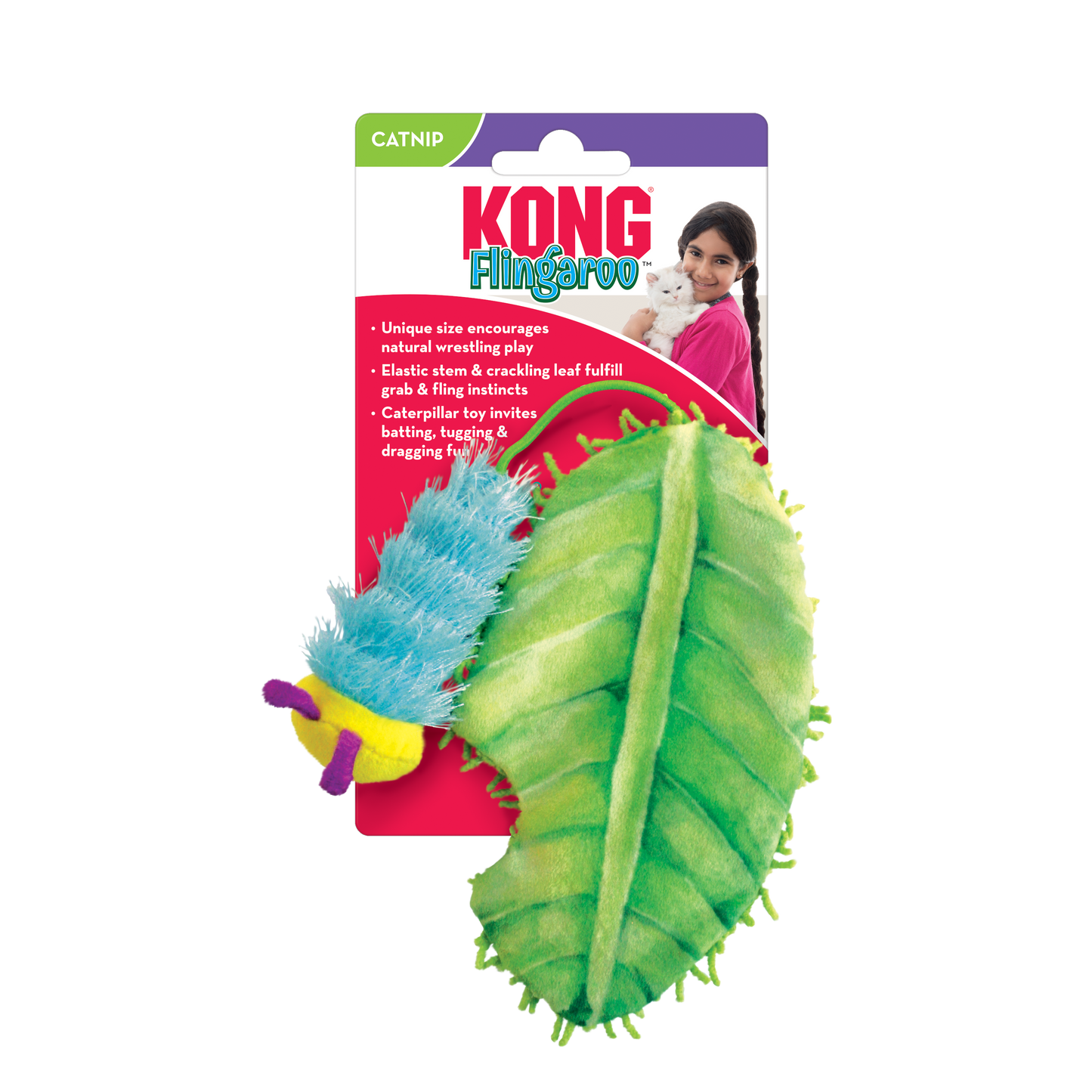Kong Flingaroo Caterpillar Toy for Cats — side view