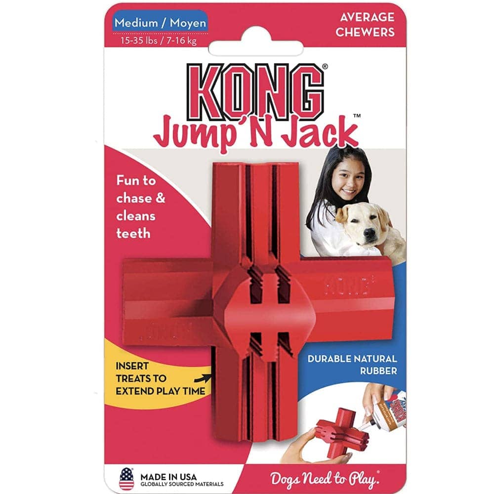 Kong Jump 'N Jack Toy for Dogs (Red) | For Aggressive Chewers — back view