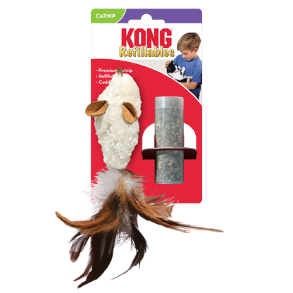Kong Refillables Feather Mouse Toy For Cats Brown - Image 3