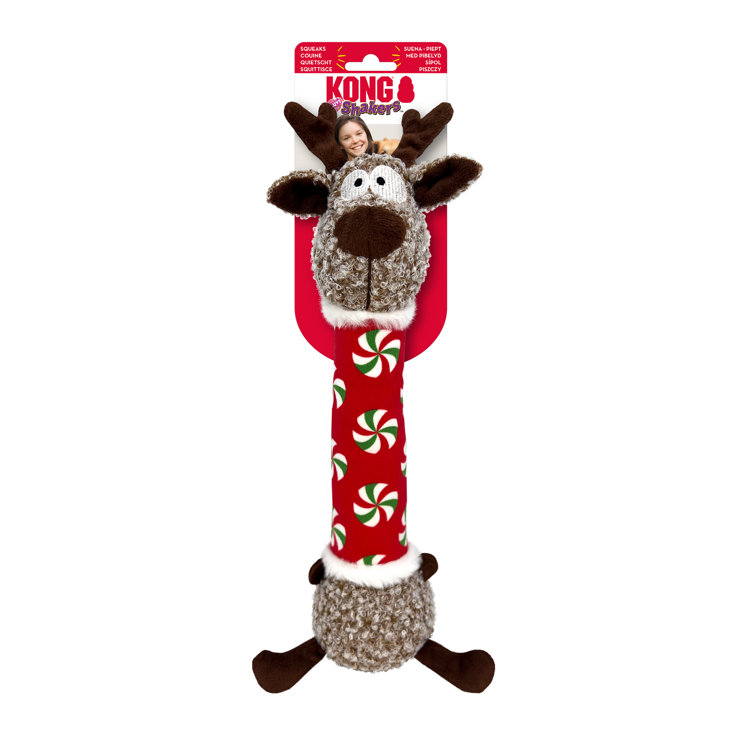 Kong Shakers Luvs Reindeer Toy for Dogs — side view