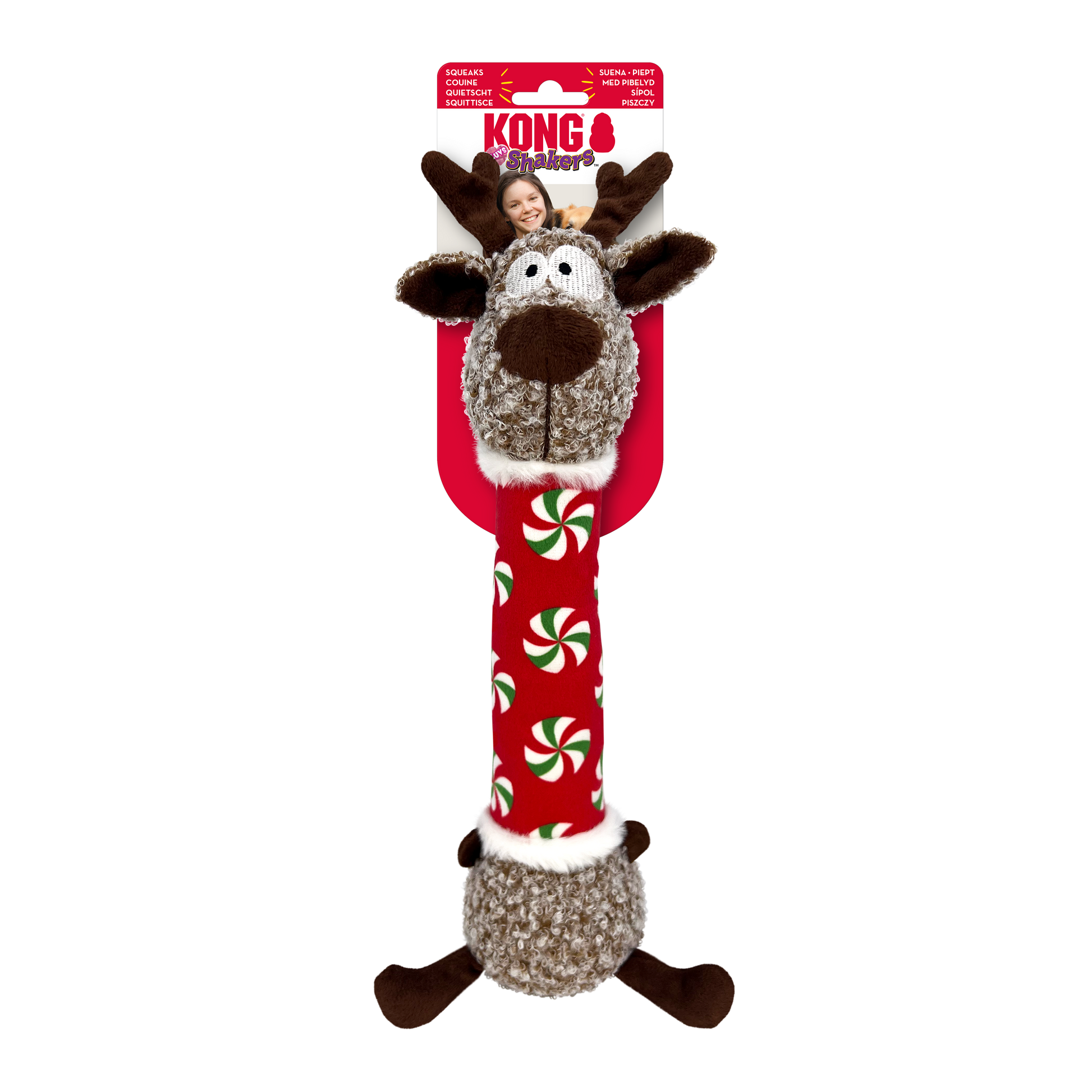 Kong Shakers Luvs Reindeer Toy for Dogs — side view
