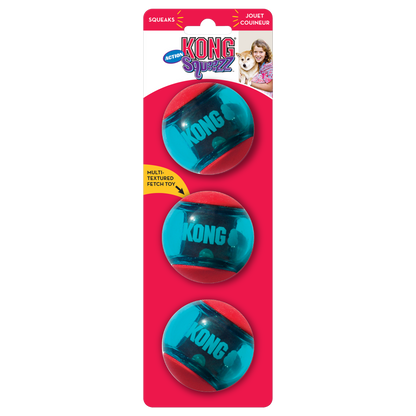 Kong Squeezz Action Ball 3pk Toy for Dogs — side view