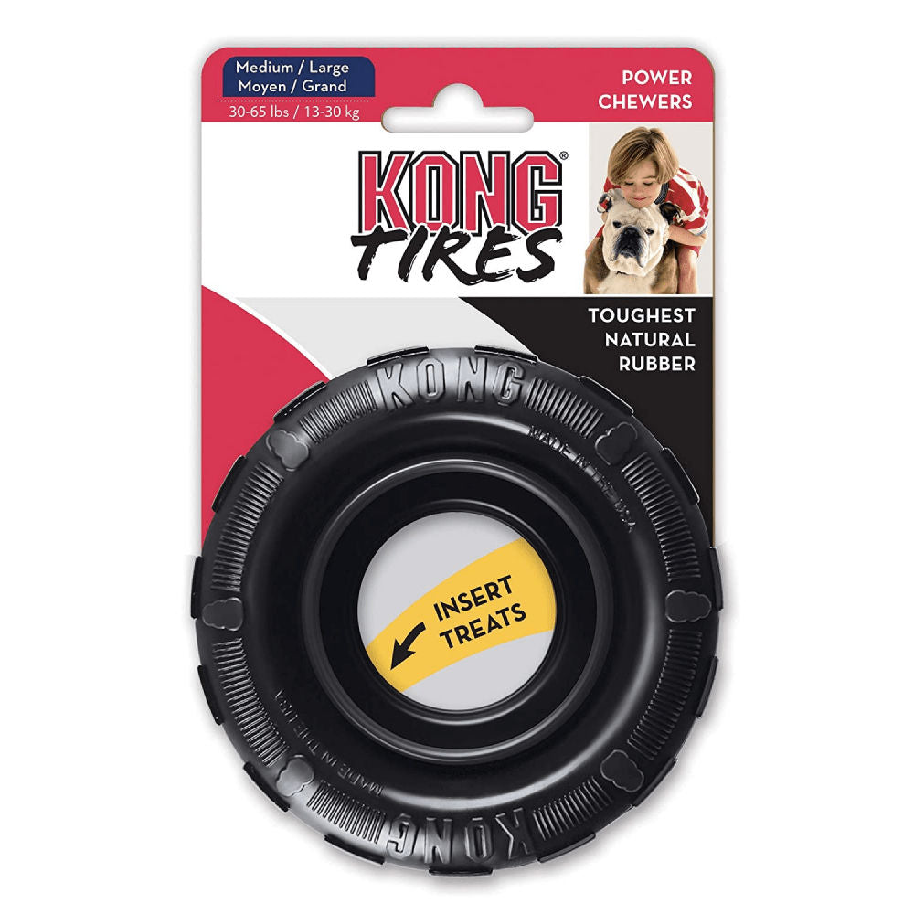 Kong Tire Toy for Dogs (Black) | For Aggressive Chewers — detail shot