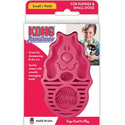 Kong Zoom Groom Raspberry Brush for Dogs — side view