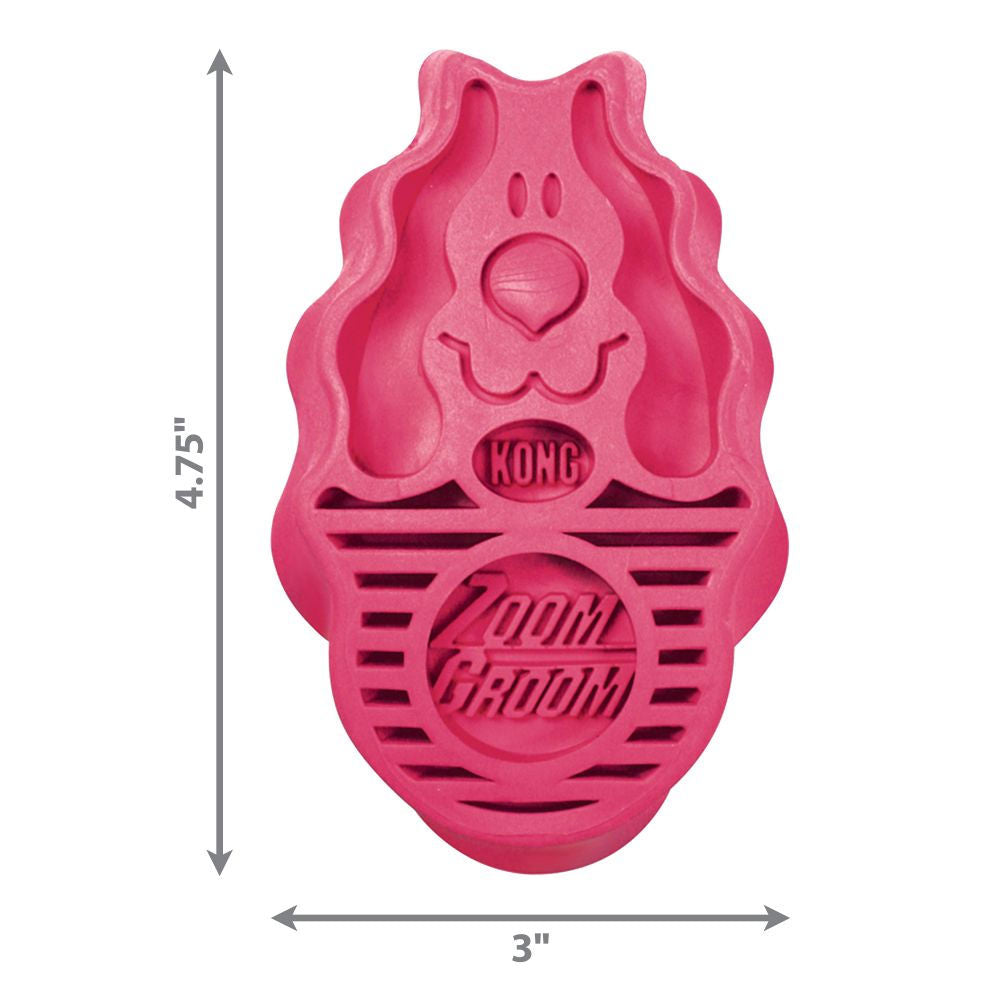 Kong Zoom Groom Raspberry Brush for Dogs — in use