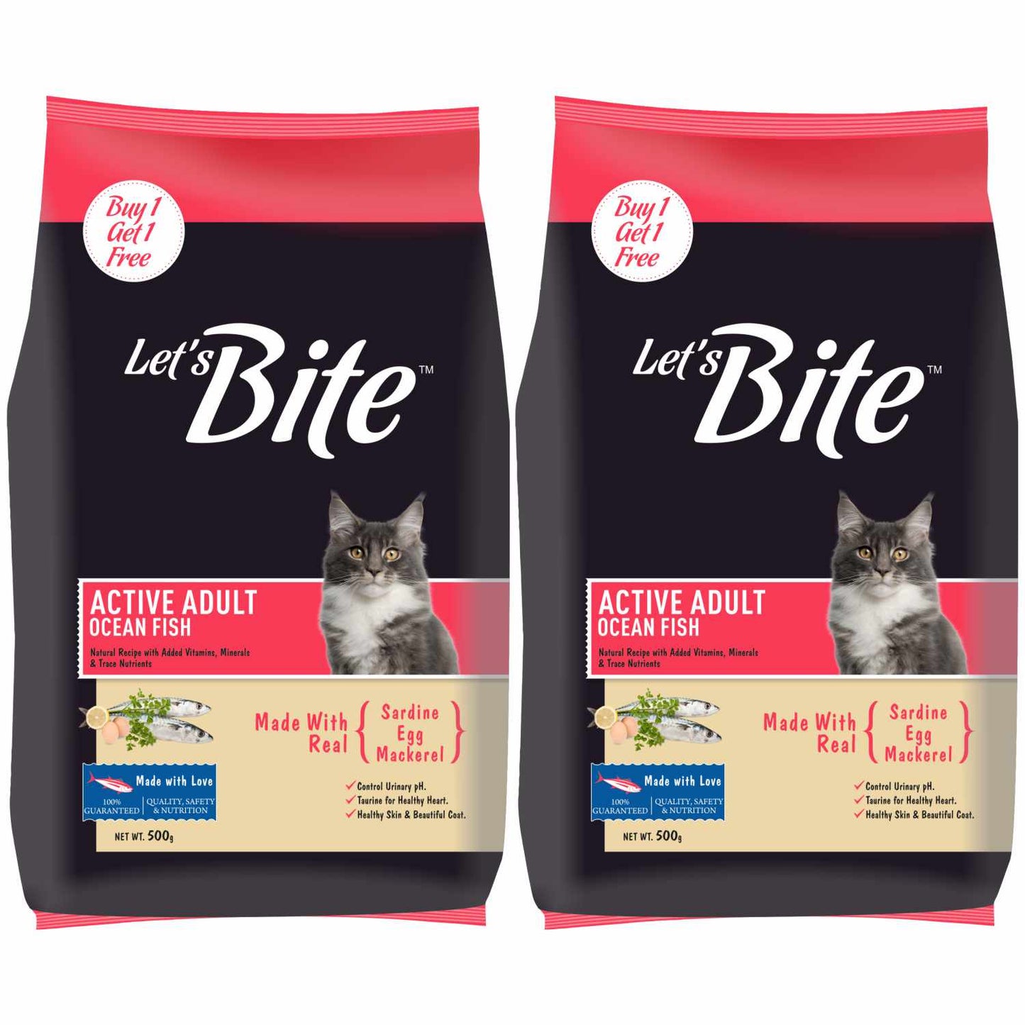 Let's Bite Active Adult Ocean Fish Dry Cat Food — back view