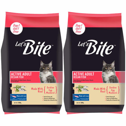 Let's Bite Active Adult Ocean Fish Dry Cat Food — back view