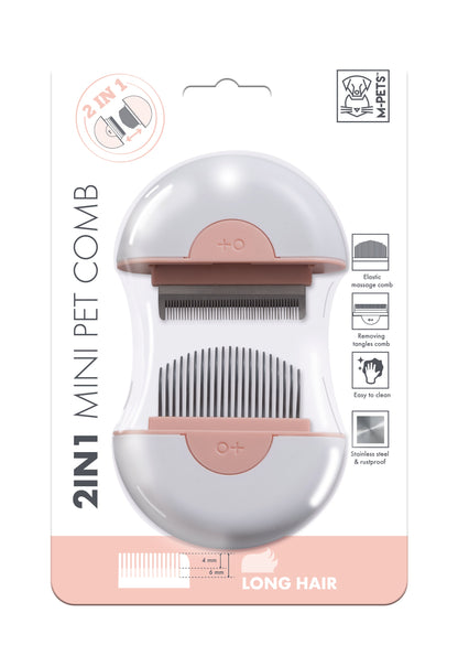M Pets 2 In 1 Mini Comb For Long Haired Dogs And Cats White - Image 4
