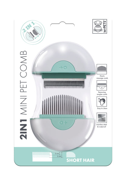 M Pets 2 In 1 Mini Comb For Short Haired Dogs And Cats Mint Green - Image 3