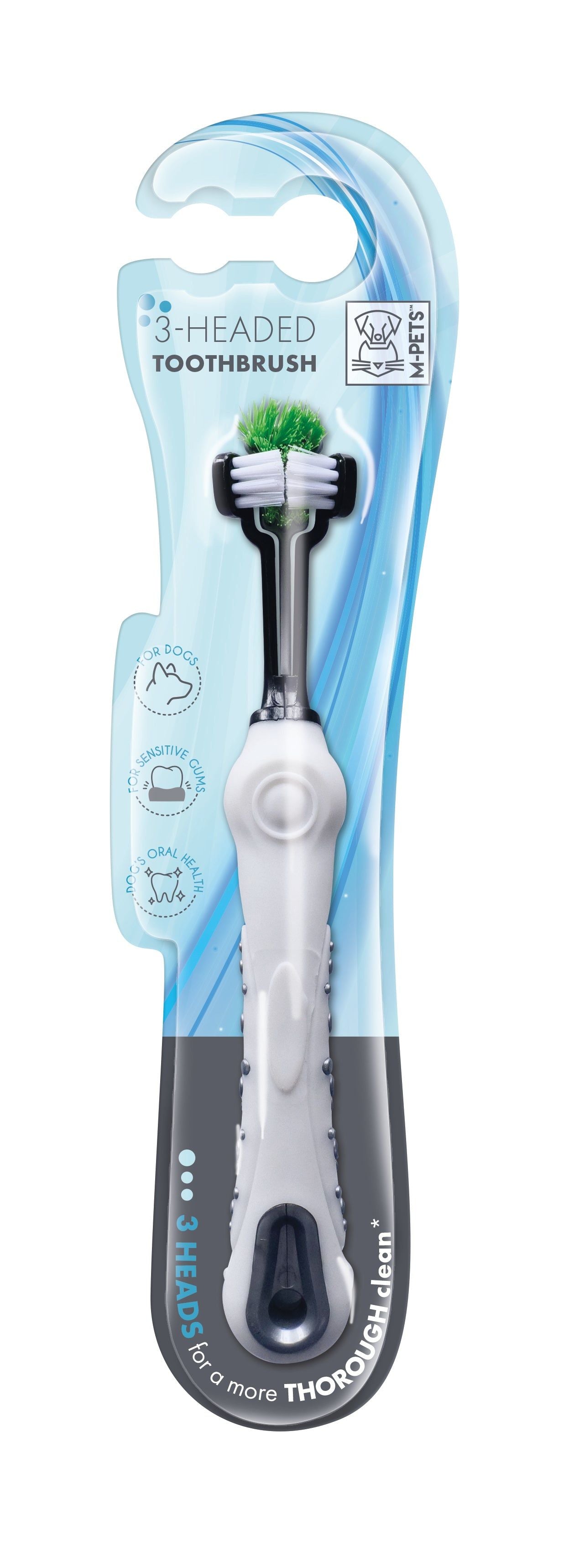 M Pets 3 Headed Toothbrush For Dogs And Cats
