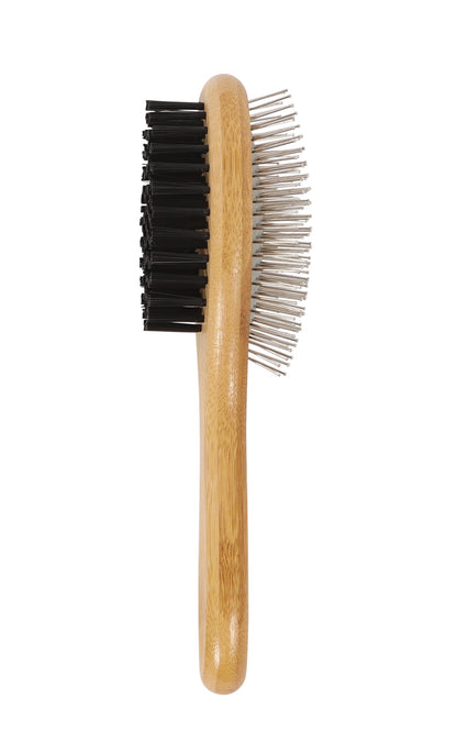 M Pets Bamboo Ball Pin Double Sided Grooming Brush For Dogs And Cats Brown