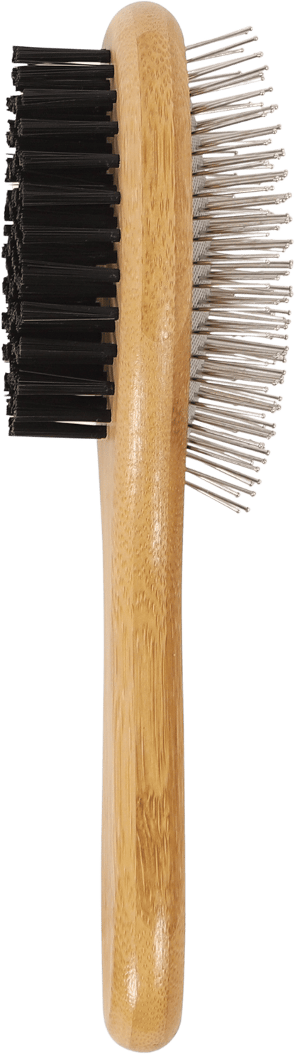 M Pets Bamboo Ball Pin Double Sided Grooming Brush For Dogs And Cats Brown - Image 2