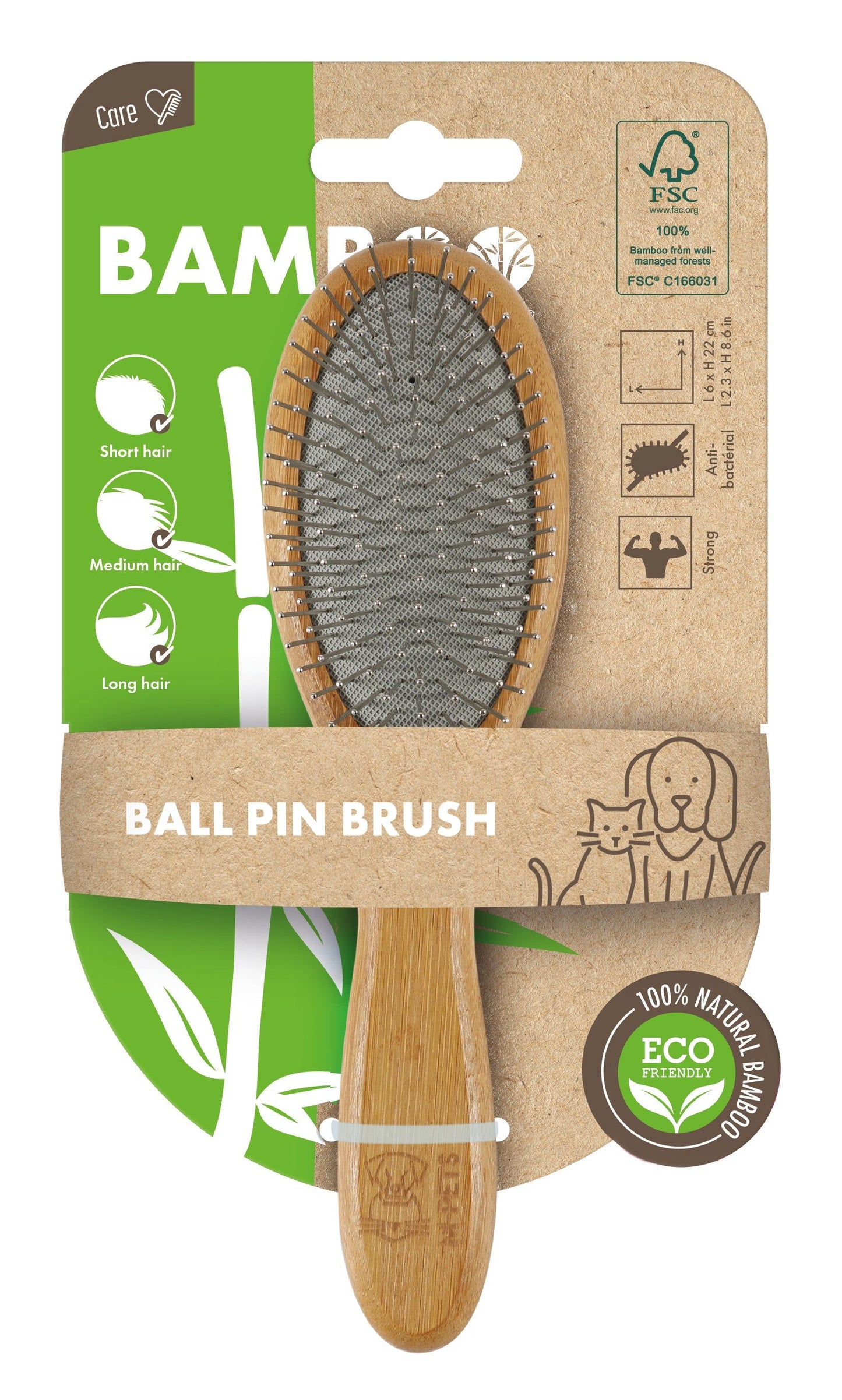 M Pets Bamboo Ball Pin Grooming Brush For Dogs And Cats - Image 4