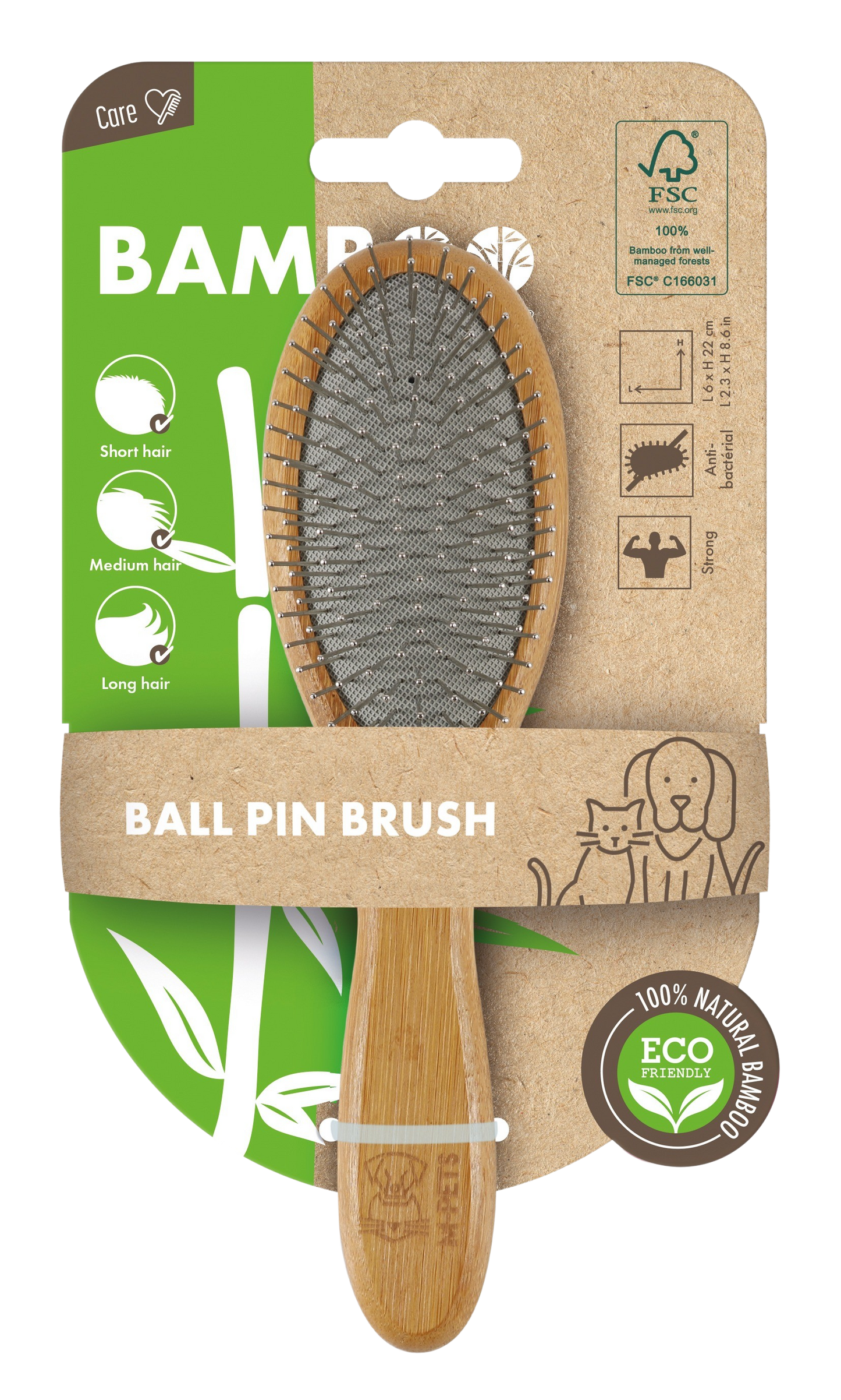 M Pets Bamboo Ball Pin Grooming Brush For Dogs And Cats - Image 5