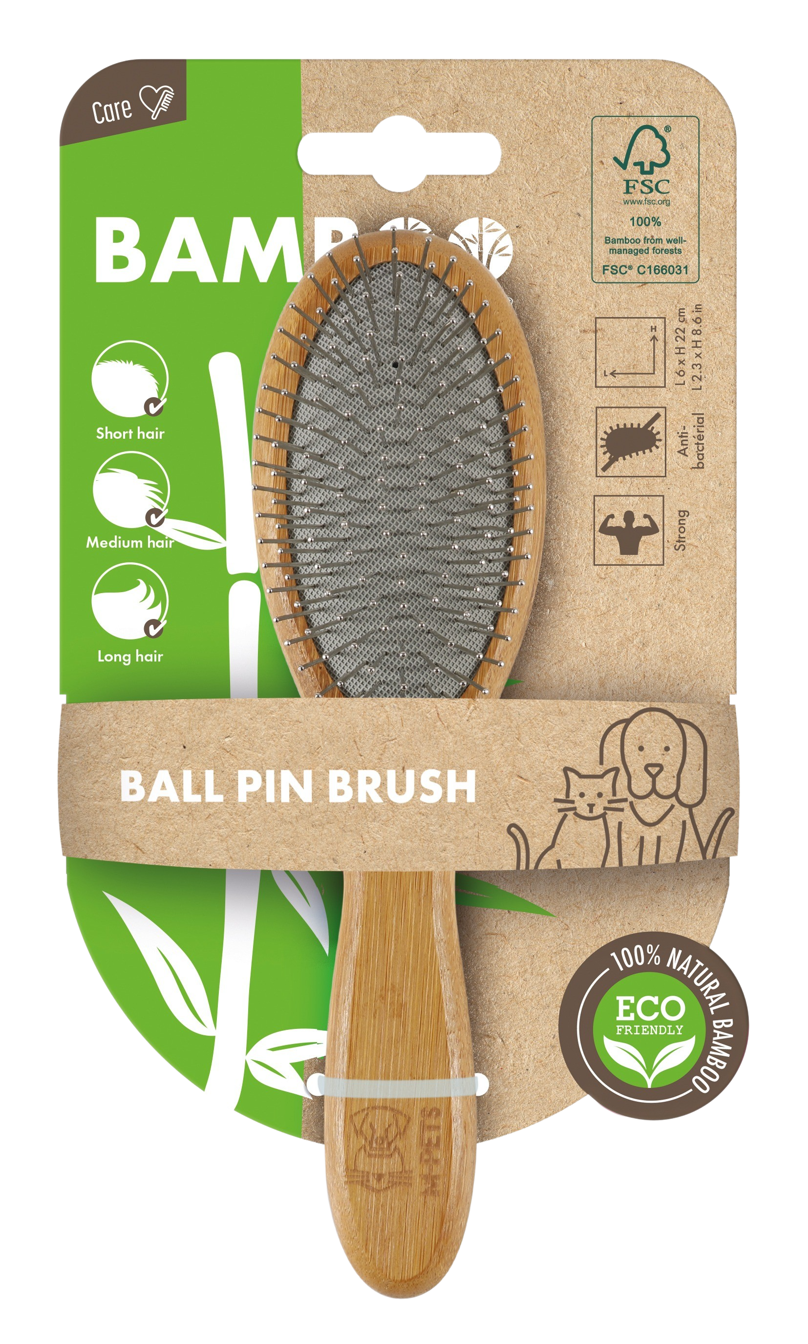 M Pets Bamboo Ball Pin Grooming Brush For Dogs And Cats - Image 5