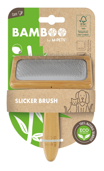 M Pets Bamboo Slicker Brush For Dogs And Cats Brown - Image 3
