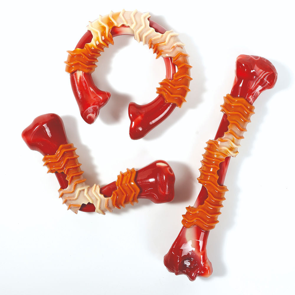M Pets Carnivore Boomerang Bone Bacon Scented Chew Toy for Dogs — back view