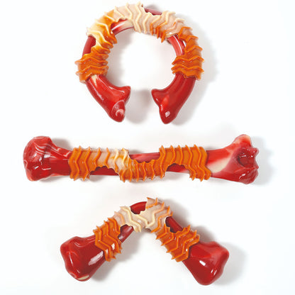 M Pets Carnivore Boomerang Bone Bacon Scented Chew Toy for Dogs — detail shot