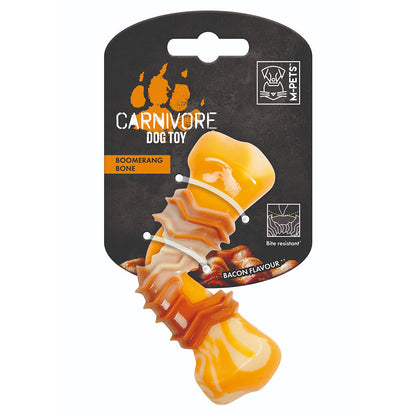 M Pets Carnivore Boomerang Bone Bacon Scented Chew Toy For Dogs Yellow