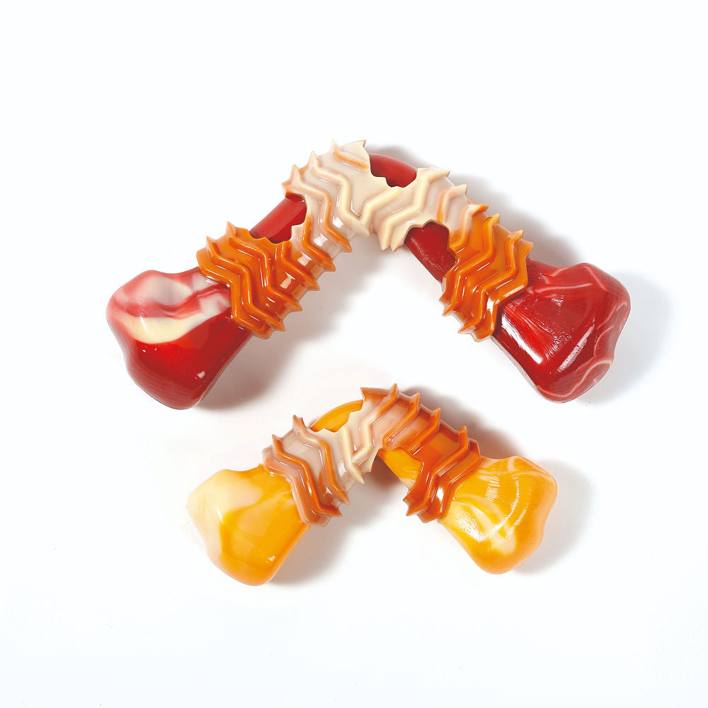 M Pets Carnivore Boomerang Bone Bacon Scented Chew Toy for Dogs — back view