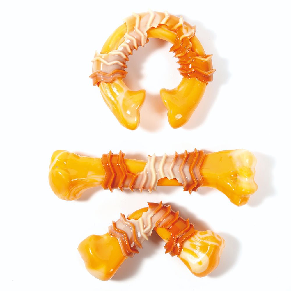 M Pets Carnivore Boomerang Bone Bacon Scented Chew Toy for Dogs — detail shot