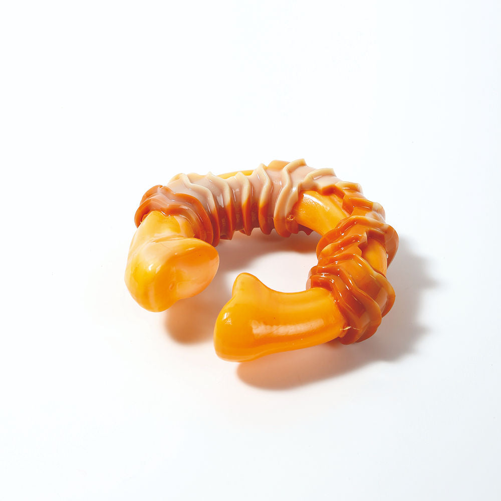 M Pets Carnivore Ring Bone Bacon Scented Chew Toy for Dogs — back view