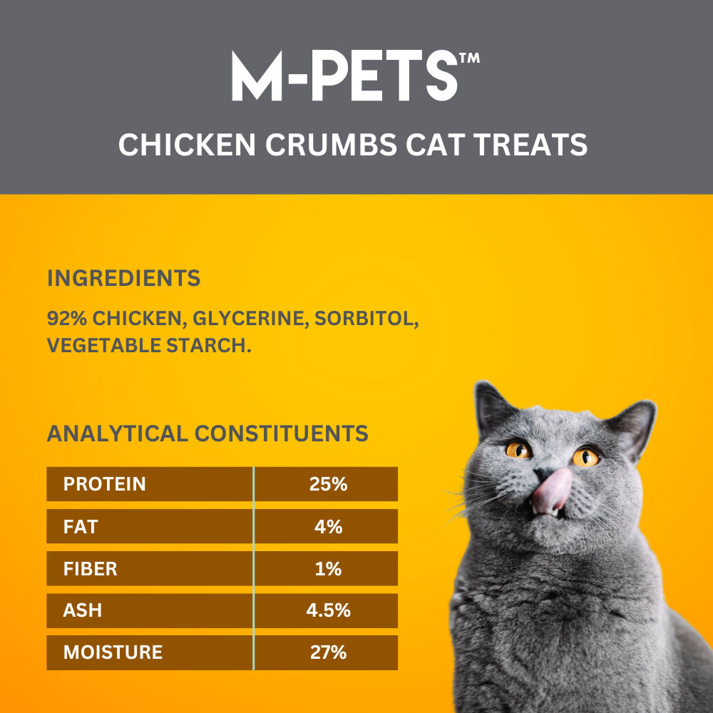M PETS Chicken Crumbs Treats for Cats — back view