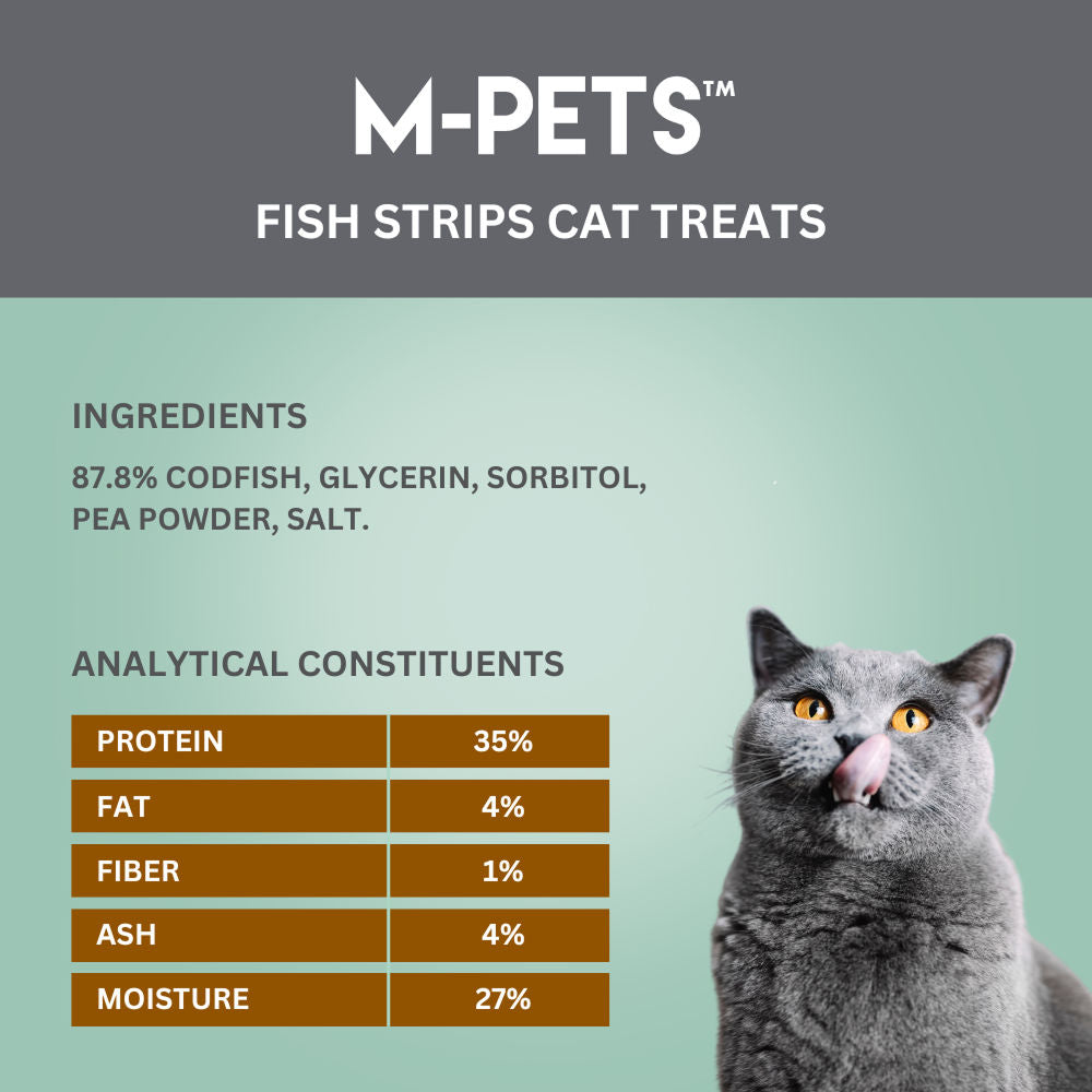 M PETS Fish Strips Treats for Cats — back view