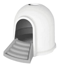 M Pets Igloo 2 In 1 Toilet For Cats White Grey