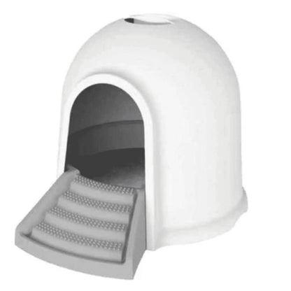 M Pets Igloo 2 In 1 Toilet For Cats White Grey