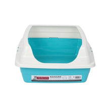 M Pets Mansura Litter Tray With Rim For Cats White Blue