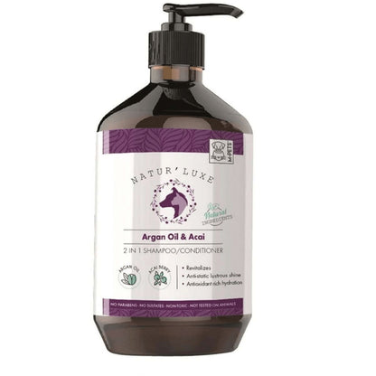 M Pets Natur'Luxe Argan Oil & Acai 2 in 1 Shampoo/Conditioner for Dogs and Cats — side view