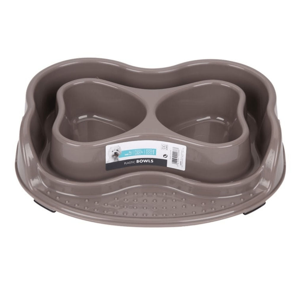 M Pets Plastic Bowl For Dogs And Cats Grey